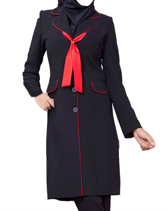 مانتو شلواراداری با کروات قرمز Minel - Image 2