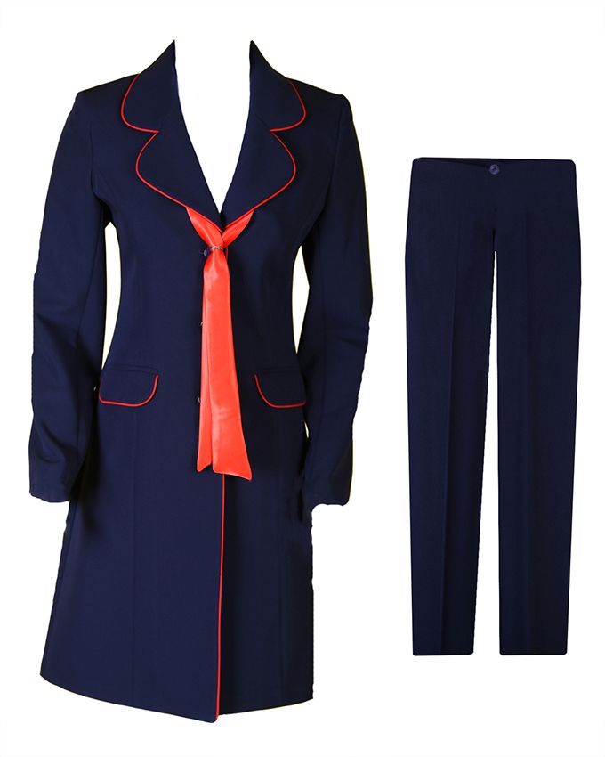 مانتو شلواراداری با کروات قرمز Minel