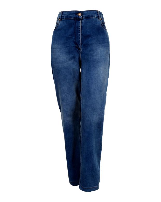 شلوار زنانه جین مام استایل کشی آبی تیره درسا تنپوش