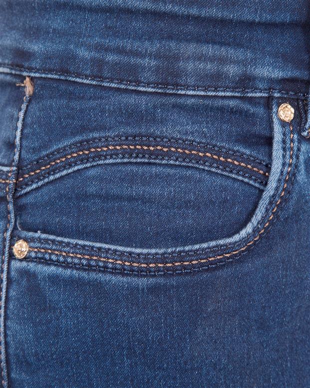 شلوار زنانه جین مام استایل کشی آبی تیره درسا تنپوش - Image 3